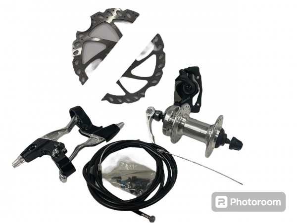 set de frenos mecanico delantero maza disco con tornillos caliper manijas logan  *<
